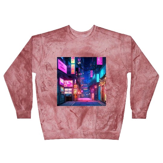 Anime-Inspired Tokyo Street Digital Art - Vibrant Blast Sweatshirts