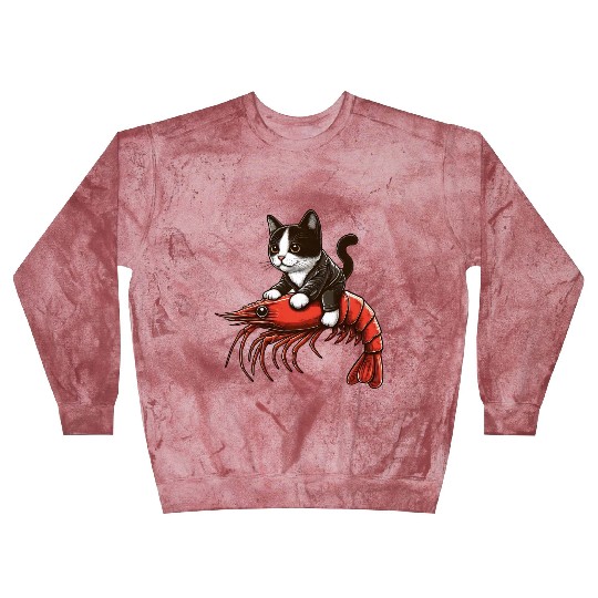 Cat rides shrimp Blast Sweatshirts