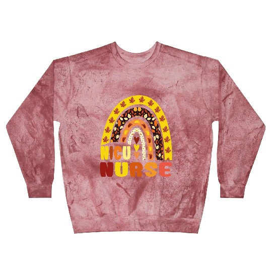 Rainbow Autumn NICU Nurse Maple Leaf Fall Vibes Blast Sweatshirts