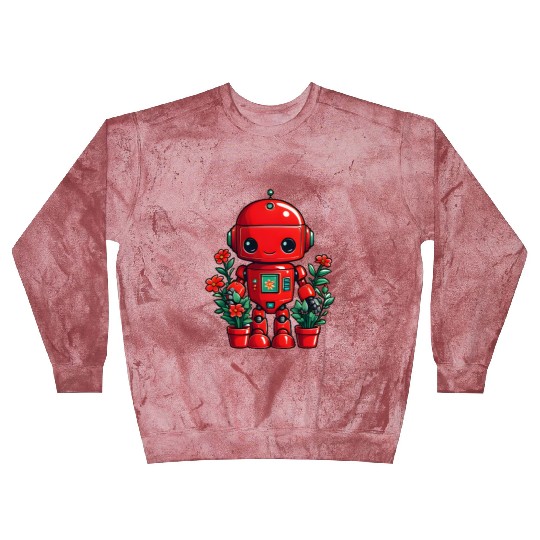 Flower Red Robot Blast Sweatshirts
