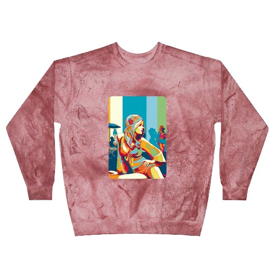 Hippie girl pose on holidays Blast Sweatshirts