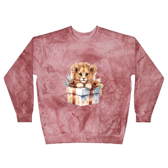African Lion inside a Christmas gift box Blast Sweatshirts