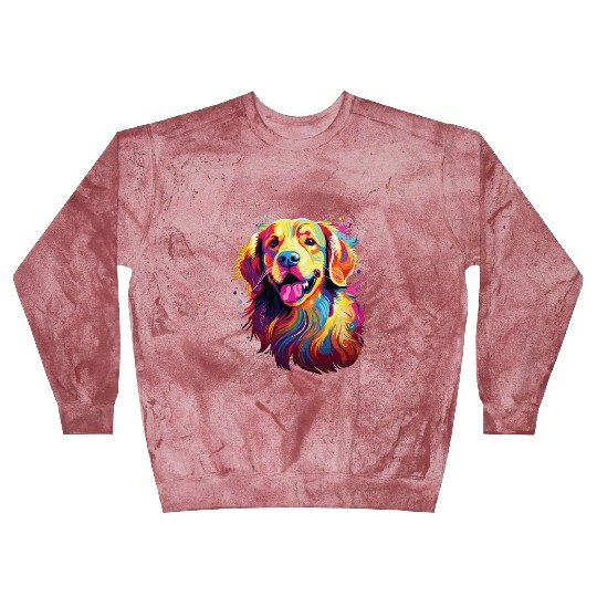 Watercolor Colorful Golden Retriever Blast Sweatshirts
