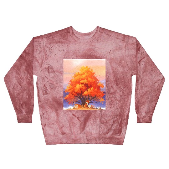 Autumn Serenity - Watercolor Foxes Under The Tree Blast Sweatshirts