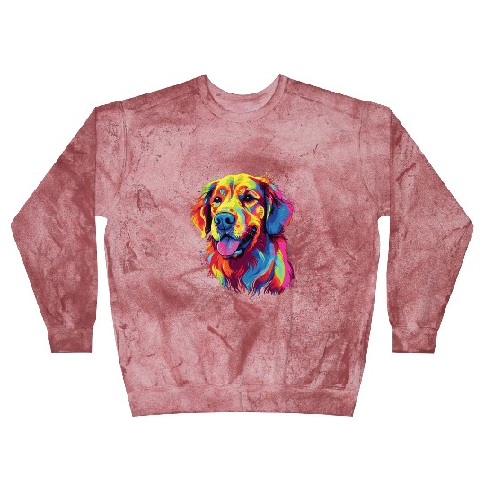 Watercolor Colorful Golden Retriever Blast Sweatshirts