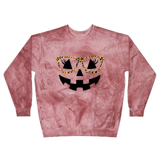 Jack O Lantern Cute Face Pumpkin with Leopard Prin Blast Sweatshirts