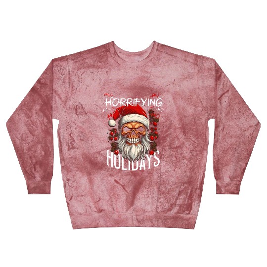 Skull Santa Claus Horrifying Holidays Blast Sweatshirts