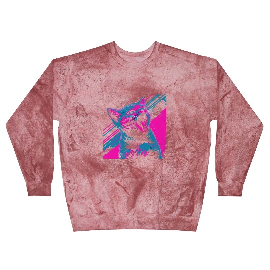 Glitchy Kitten Techno Digital Cat Lovers Meow Blast Sweatshirts