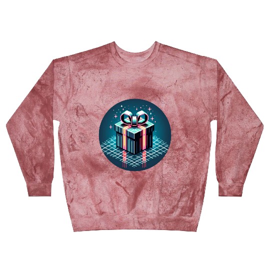 Cyberpunk Pixel Art Gift Box - Neon Ribbons Blast Sweatshirts