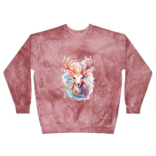 Colorful Reindeer Fantasy: Studio Ghibli Style Blast Sweatshirts