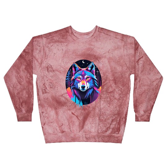 Eerie Blacklight Wolf Blast Sweatshirts - Neon Colors