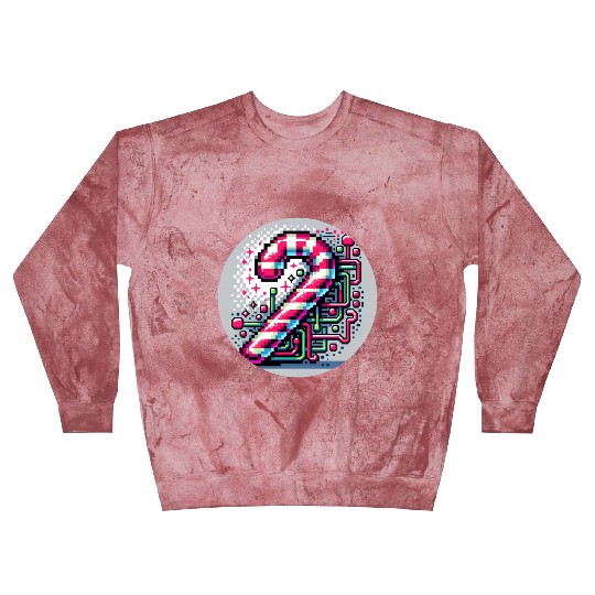 Neon Cyberpunk Candy Cane 8-Bit Pixel Christmas Blast Sweatshirts