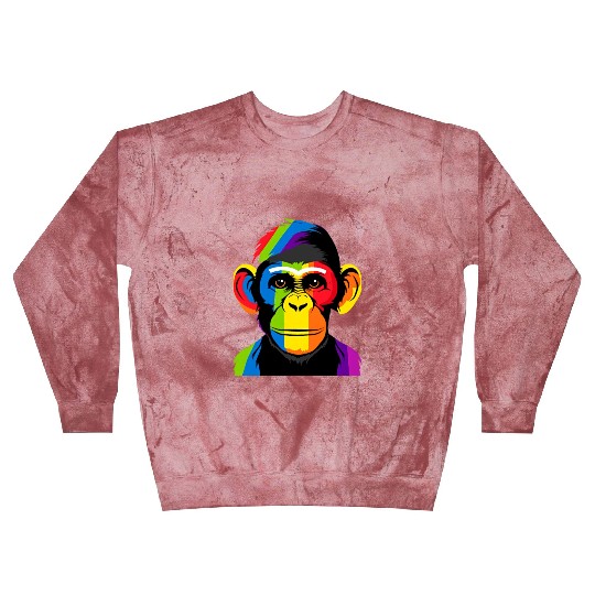 Expressive Chimpanzee in Colorful Graphic Artwork Blast Sweatshirts