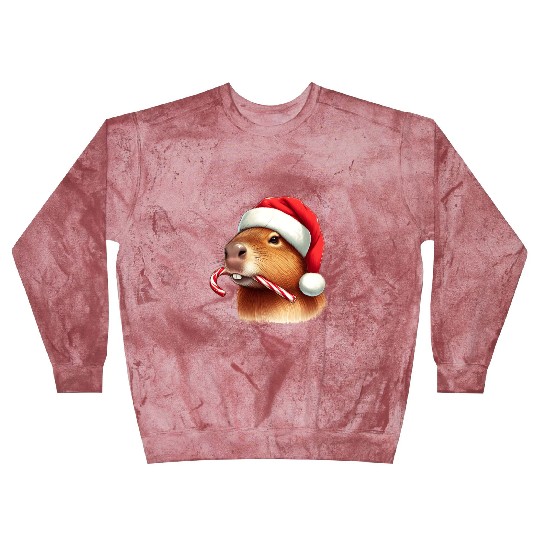 Festive capybara with candy cane Blast Sweatshirts