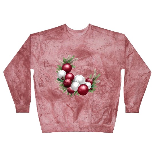 Cranberry and White Christmas Greenery Decor Blast Sweatshirts