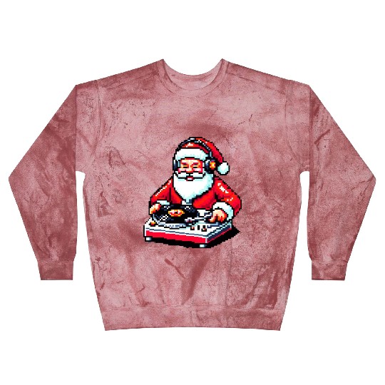 Retro 8-Bit DJ Santa: A Festive Musical Spin Blast Sweatshirts