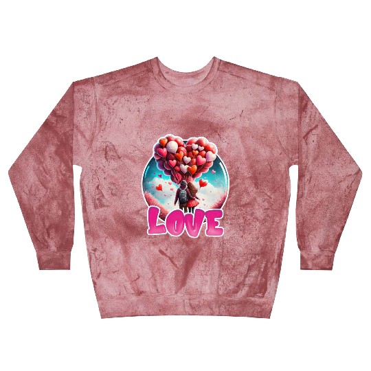 Retro Cute Couples with Heart Balloons Blast Sweatshirts