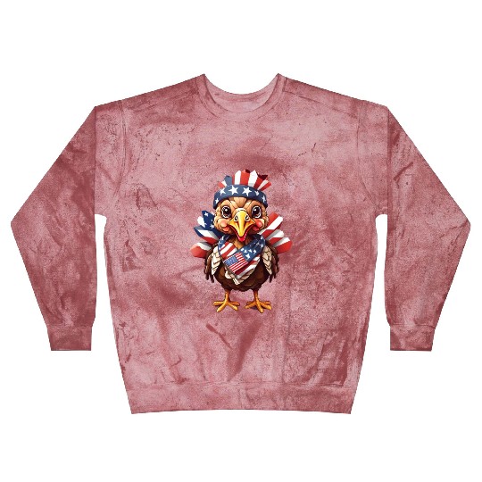 Feathered Patriot: Turkey in Stars & Stripes Blast Sweatshirts