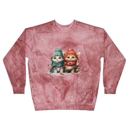 Sweet and playful Christmas kittens wearing hats Blast Sweatshirts