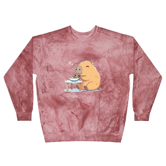 Cute Capybara Eats Ramen Noodles Capybara Ramen Blast Sweatshirts