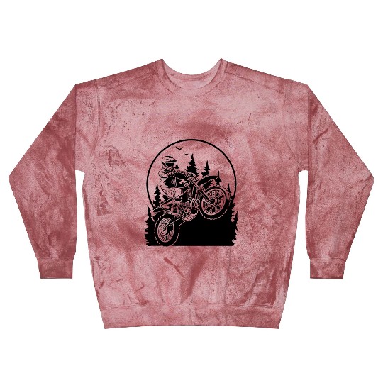 Dirt Bike Motorcycle Forest Sunset Scene Blast Sweatshirts