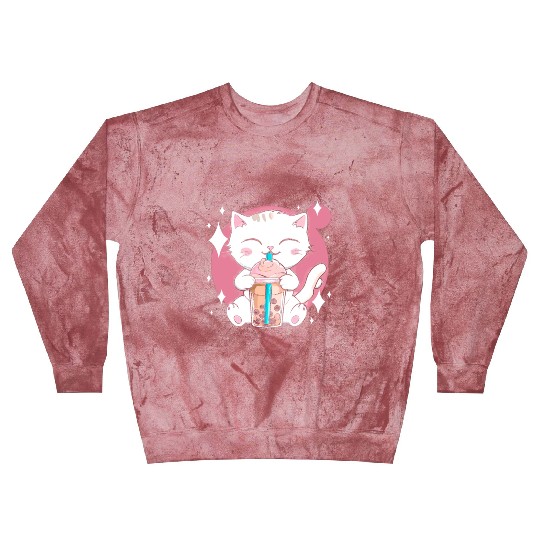 Kawaii Bubble Tea Cat Boba Milk Blast Sweatshirts