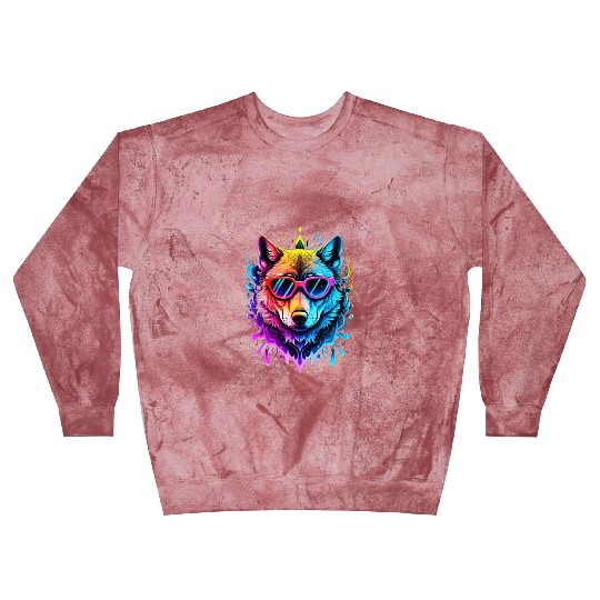 Wolf Neon Splash Blast Sweatshirts