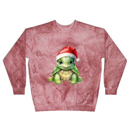 cute green sea turtle wearing a Santa hat Blast Sweatshirts