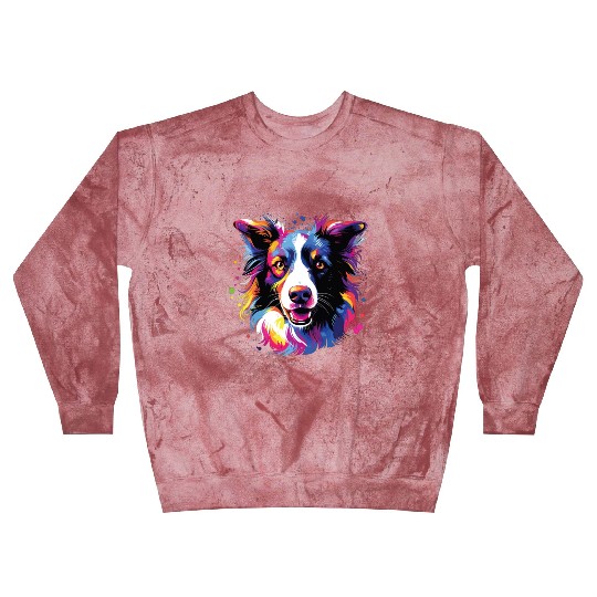 Watercolor Colorful Border Collie Blast Sweatshirts