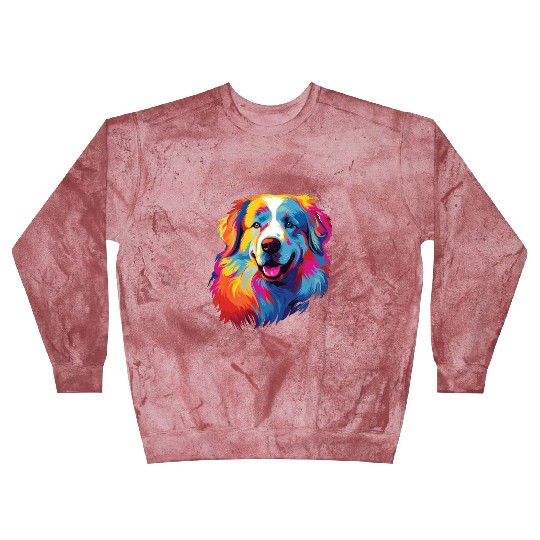 Watercolor Colorful Great Pyrenees Blast Sweatshirts