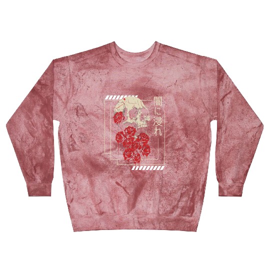 Skull Grunge Aesthetic Roses Japanese Gothic Soft Blast Sweatshirts
