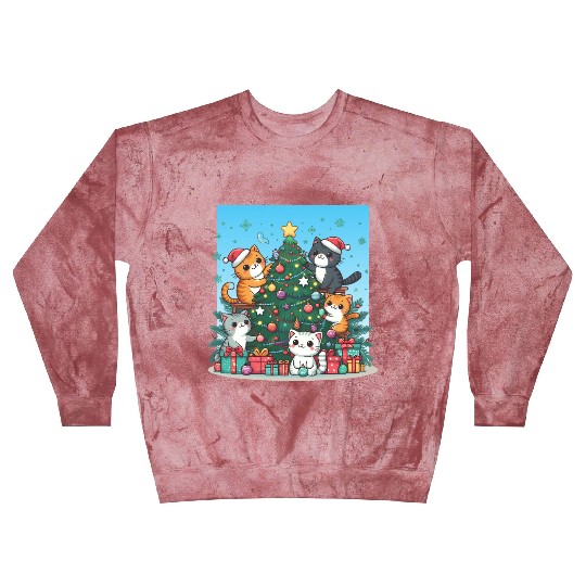 Kittens decorate a Christmas tree Blast Sweatshirts