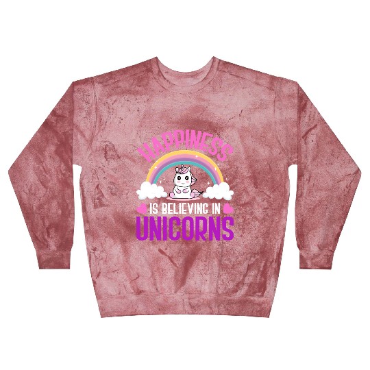 Happiness Is Believing In Unicorns Blast Sweatshirts