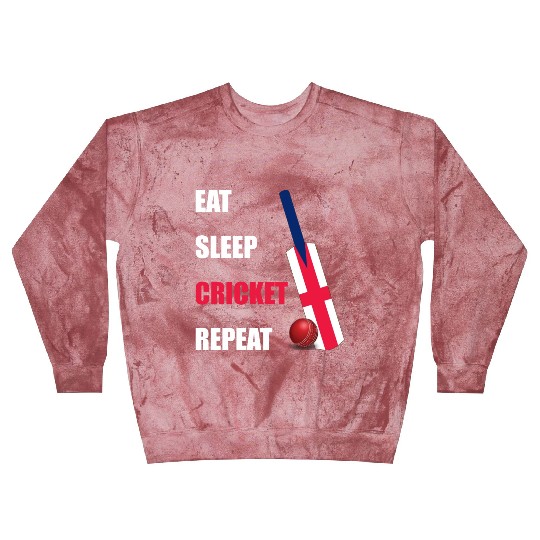 Eat Sleep Cricket Repeat England Flag Cricket Bat Blast Sweatshirts