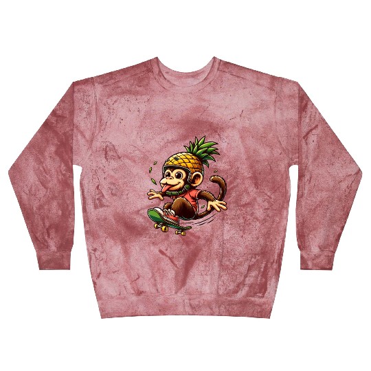 skateboarding monkey with pineapple helmet Blast Sweatshirts