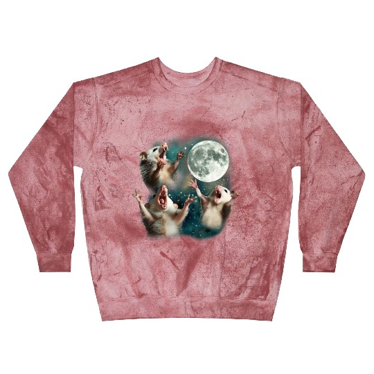 Three Possum Moon 3 Opossum Funny Weird Cursed Mem Blast Sweatshirts