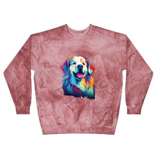 Watercolor Colorful Great Pyrenees Blast Sweatshirts