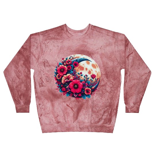 Floral Moon - Crescent Moon Wildflower Botanical Blast Sweatshirts
