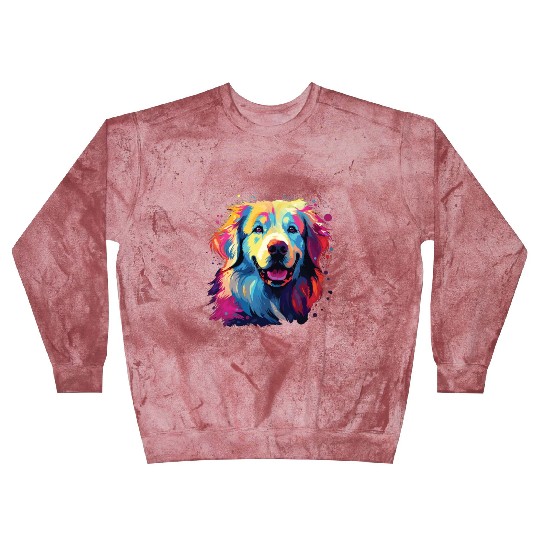 Watercolor Colorful Great Pyrenees Blast Sweatshirts