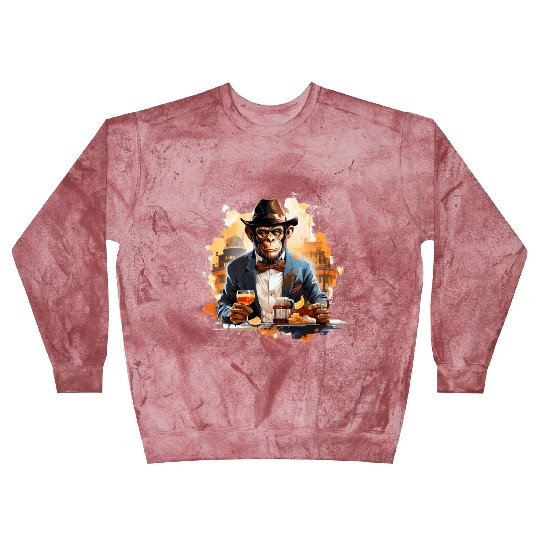 Cool Business Monkey with Drink Chimpanzee Blast Sweatshirts