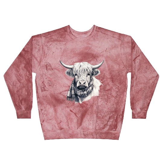 Adorable Highland Cow Wearing a Scarf Blast Sweatshirts