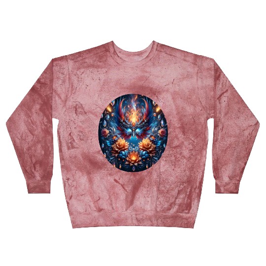 Phoenix Rebirth in Cosmic Bloom Blast Sweatshirts
