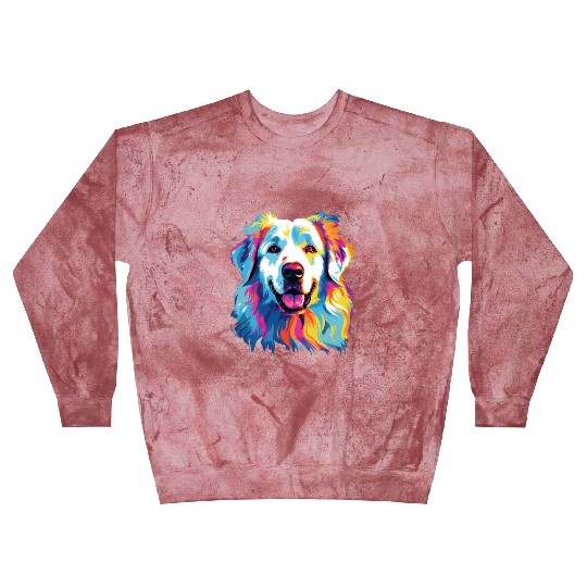Watercolor Colorful Great Pyrenees Blast Sweatshirts