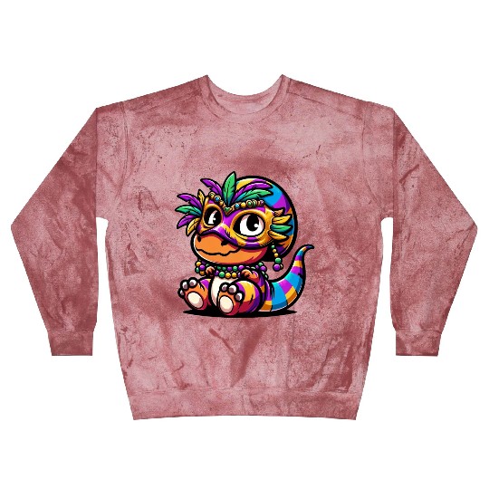 Mardi Gras Dino T-Rex: Carnival Mask and Beads Blast Sweatshirts
