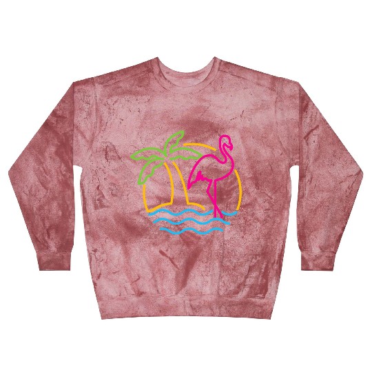80s Vintage Miami Retro Neon Pink Flamingo Blast Sweatshirts