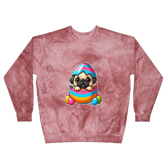 Easter pug hatches from colorful Easter eggs Blast Sweatshirts