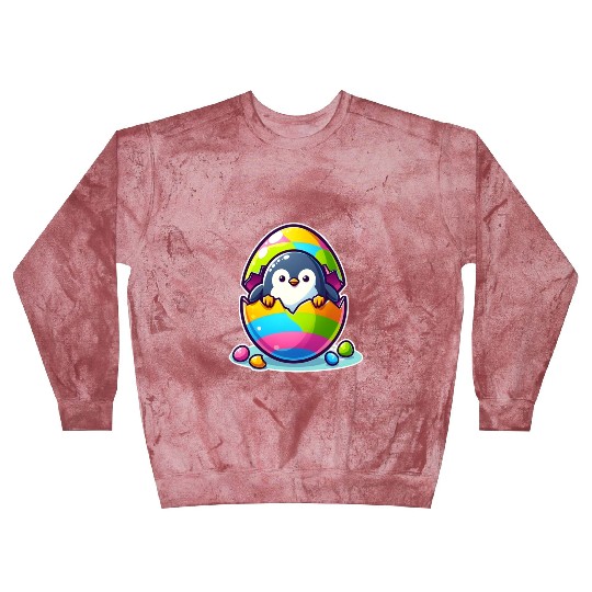 Penguin hatches from colorful Easter egg Blast Sweatshirts