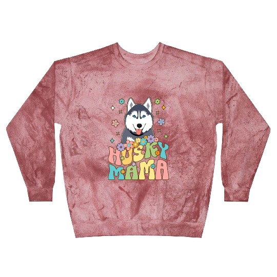 Groovy Siberian Husky Mom Female Dog Lover Blast Sweatshirts