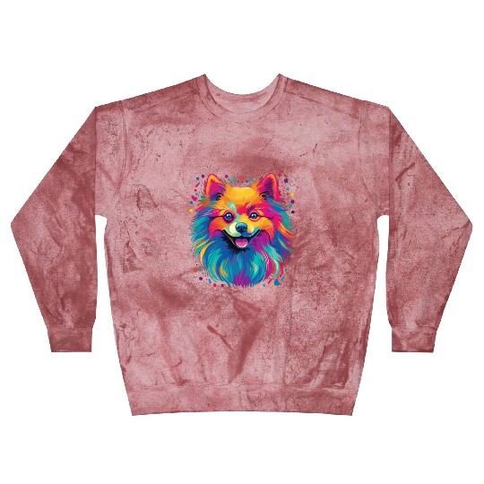 Watercolor Colorful Pomeranian Blast Sweatshirts