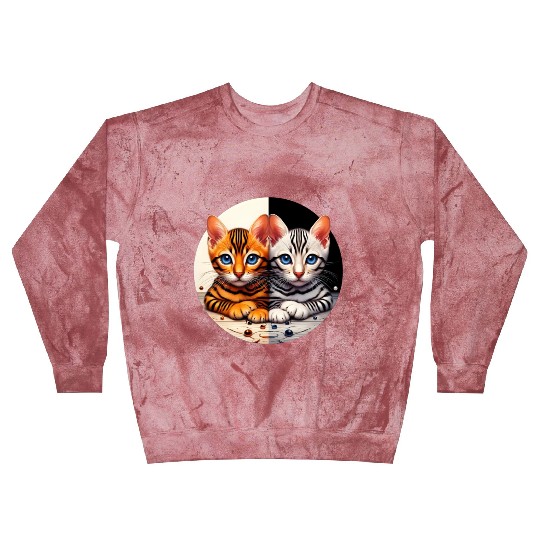 Bengal Kittens Black White Background Blast Sweatshirts
